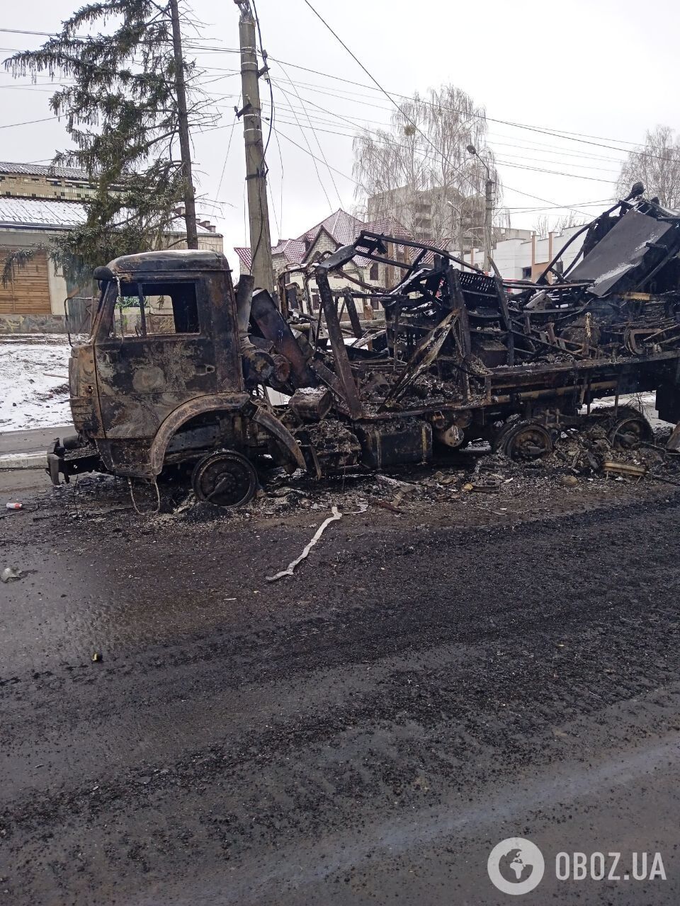 Знищена техніка російських окупантів у Бородянці.