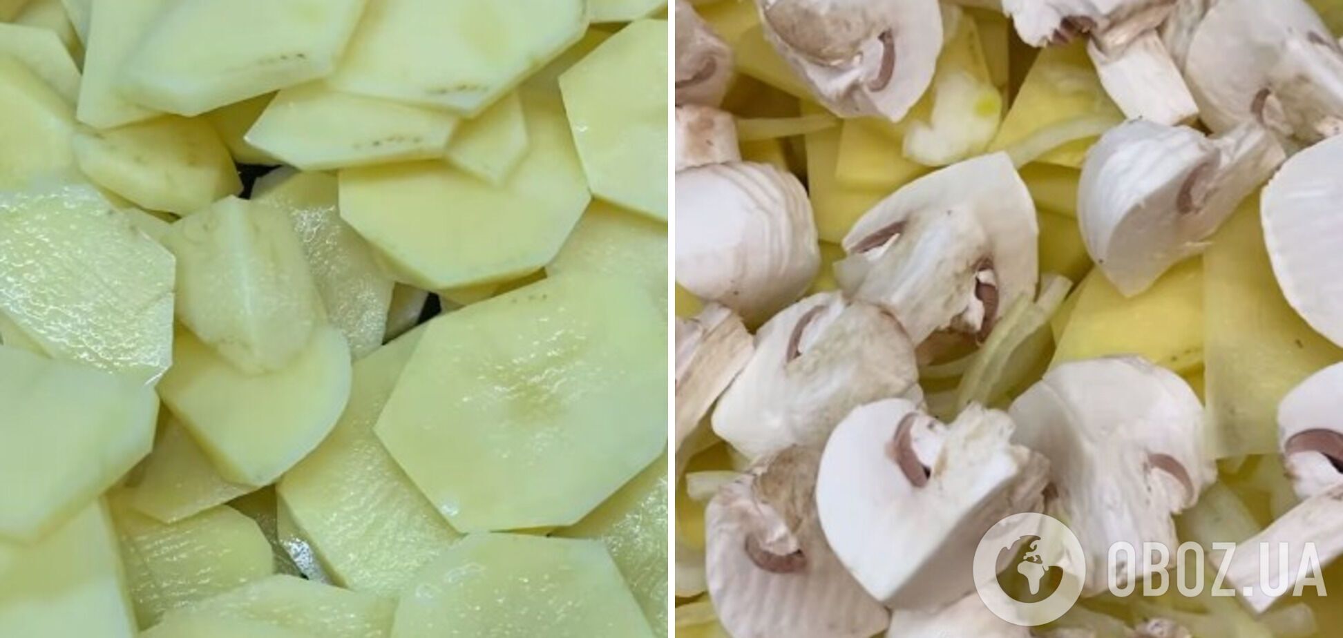 Запеченный картофель с грибами и мясом