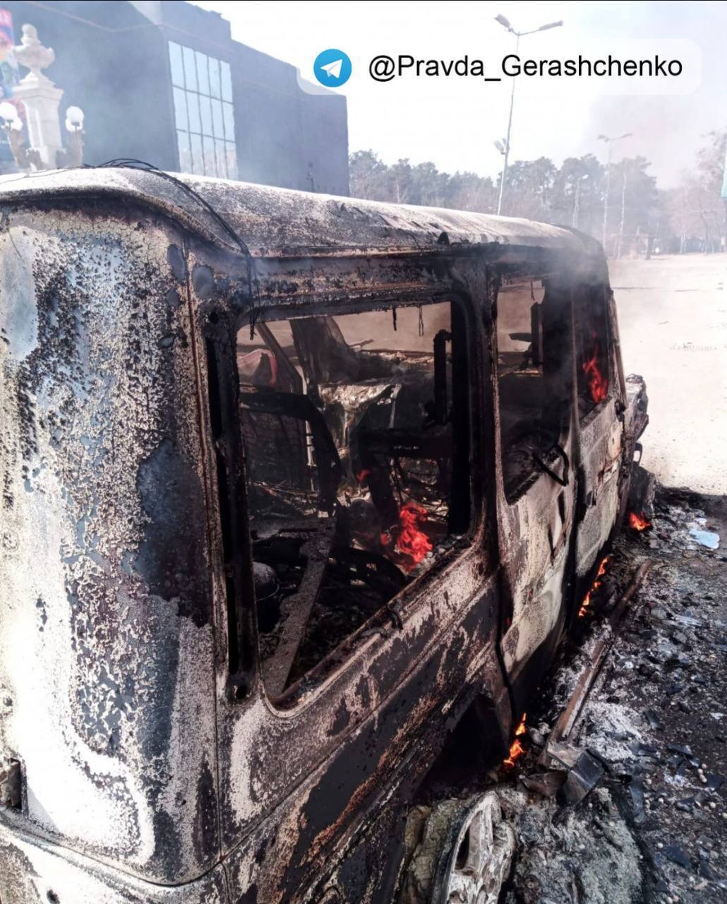 Автомобиль полностью выгорел во время штурма Ирпеня