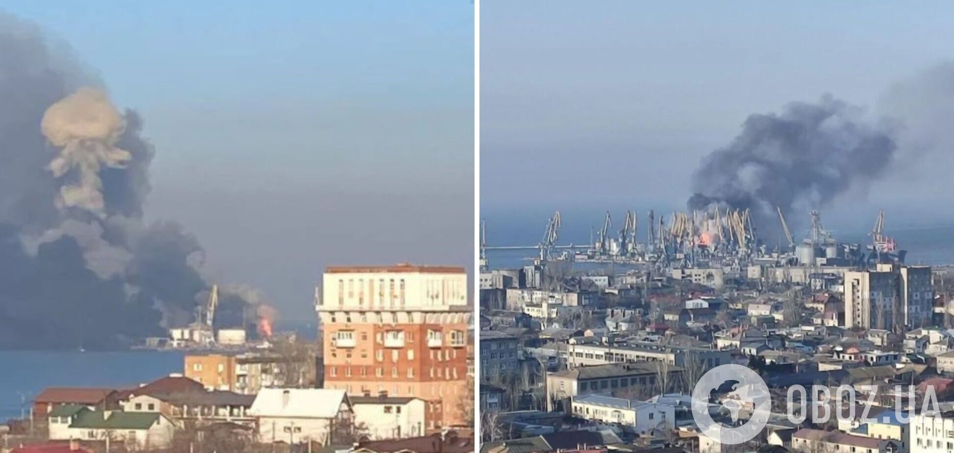 Знищений російський ВДК "Орськ" у порту Бердянська