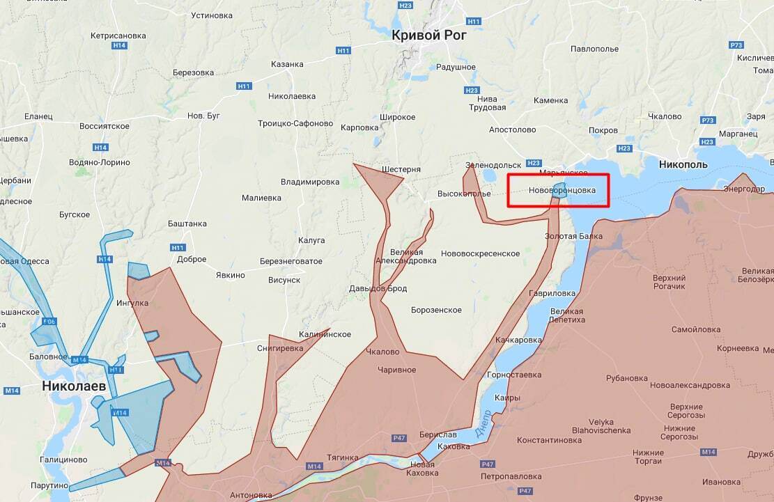 Містечко міського типу Нововоронцовка на карті