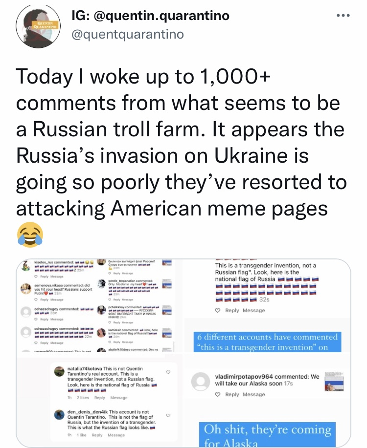 Російські боти атакували американську мем-сторінку Тарантіно