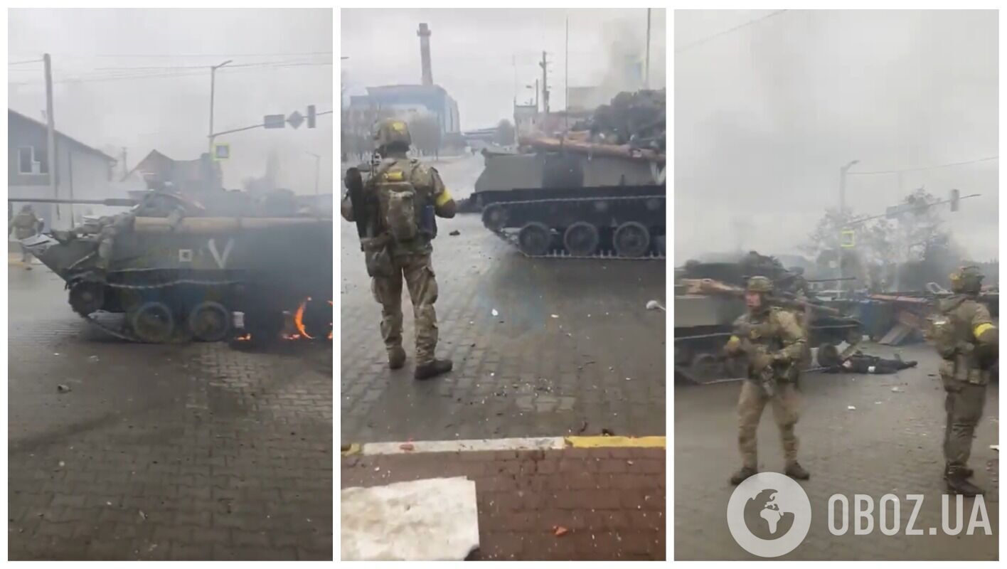 Украинские воины в бою за Гостомель ​​​​​​