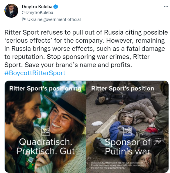 Ritter Sport продолжает работать в России