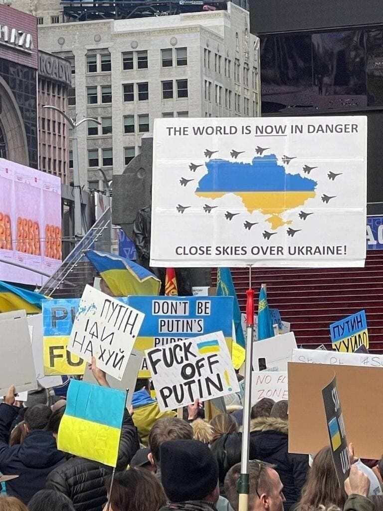 Митингующие требуют зарыть небо над Украиной