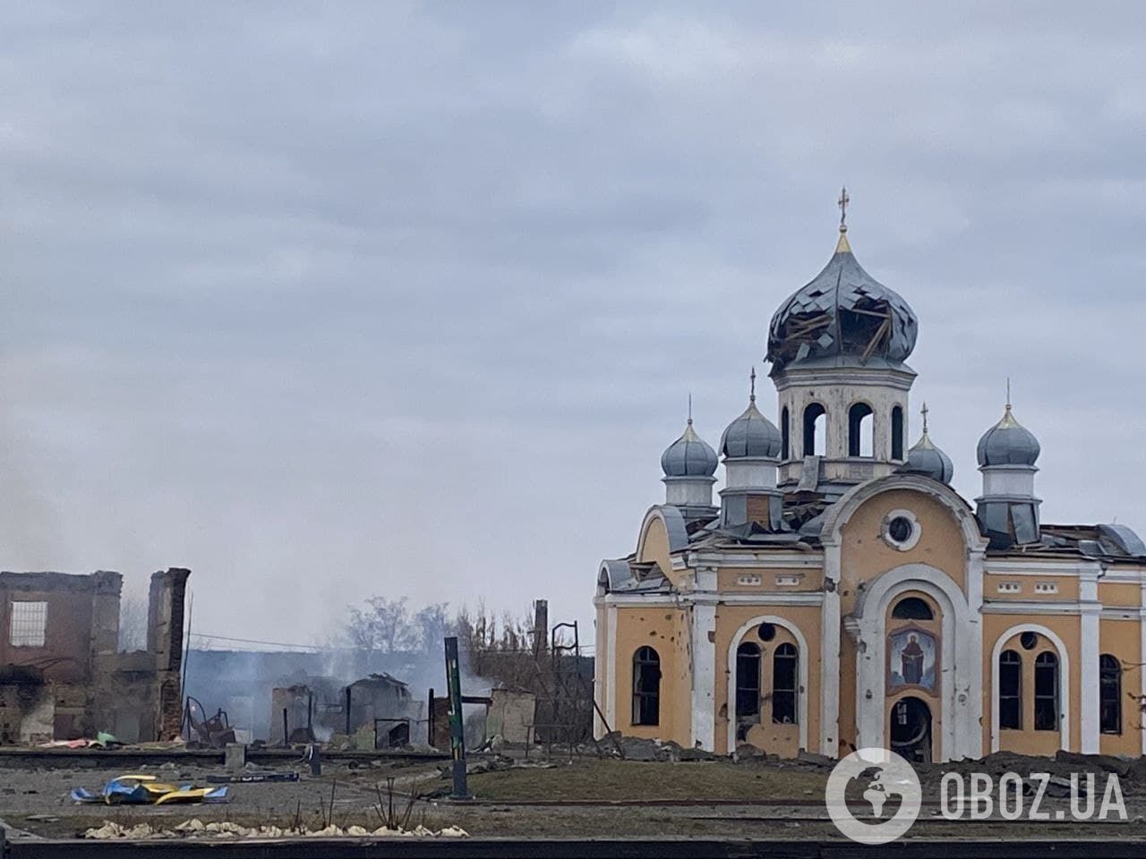 "Пришел "русский мир": на Житомирщине показали разрушенные оккупантами церковь и центр города