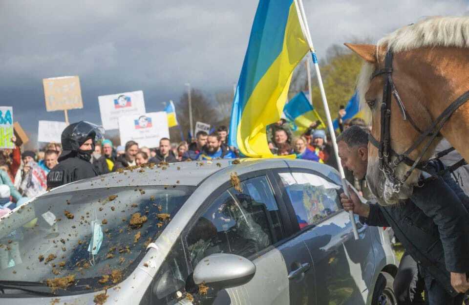 Росіян у Німеччині обкидали кінськими фекаліями