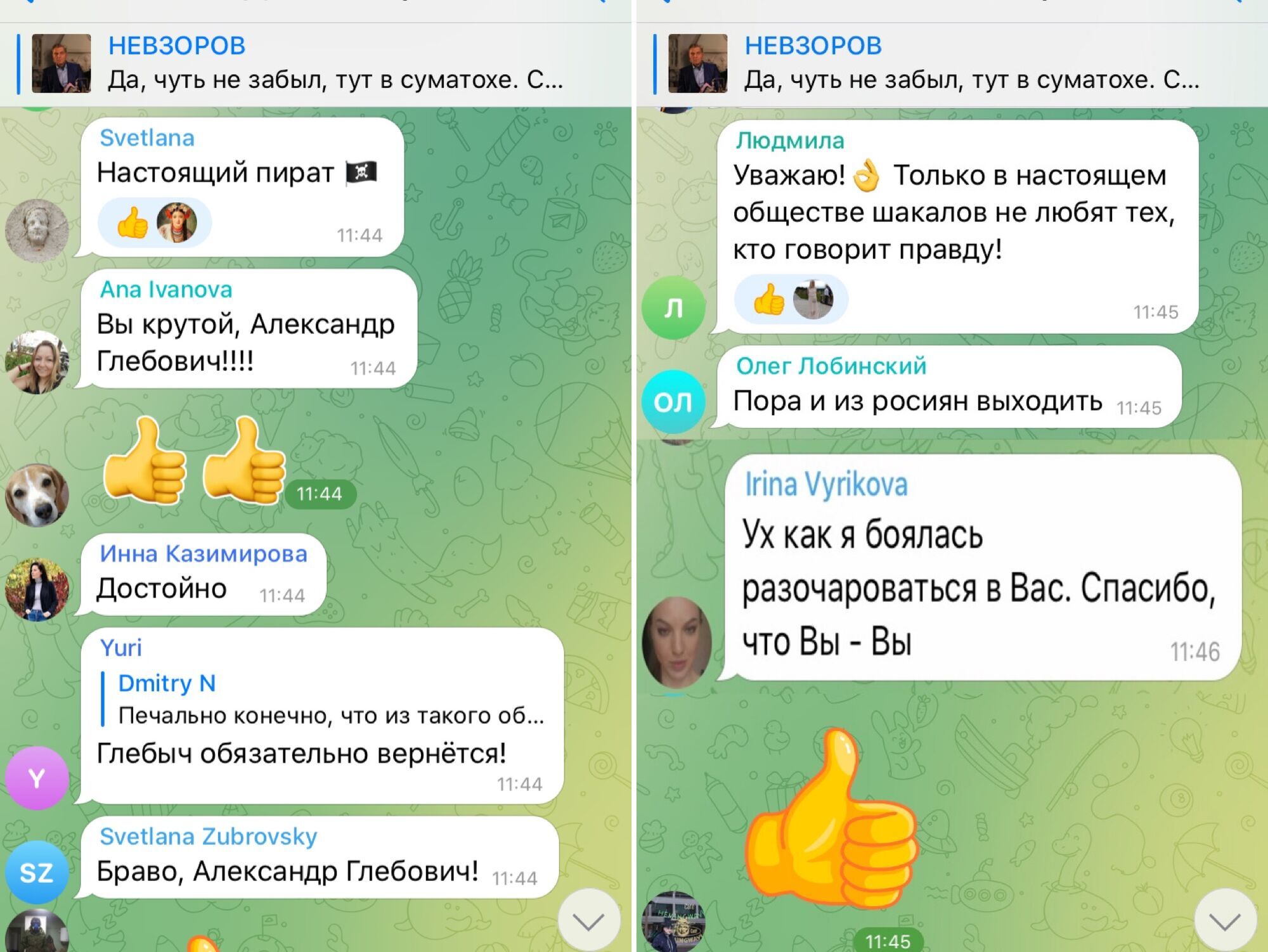 Комментарии под публикацией Невзорова