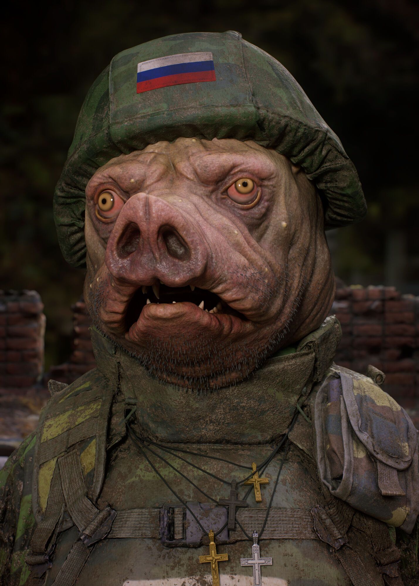 У мережі показали справжній вид російського солдата з рилом свині