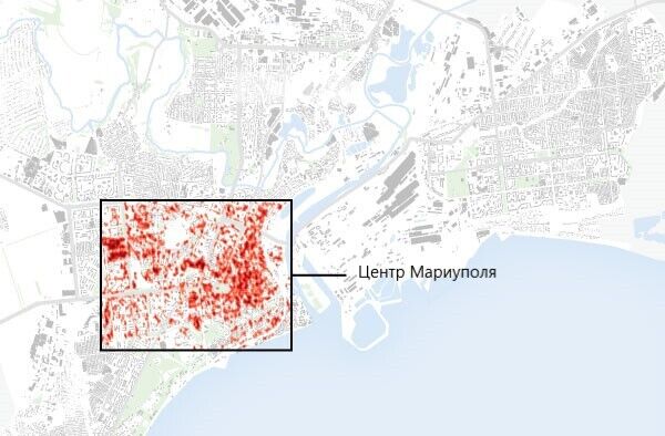 Центр города разрушен боевыми действиями.