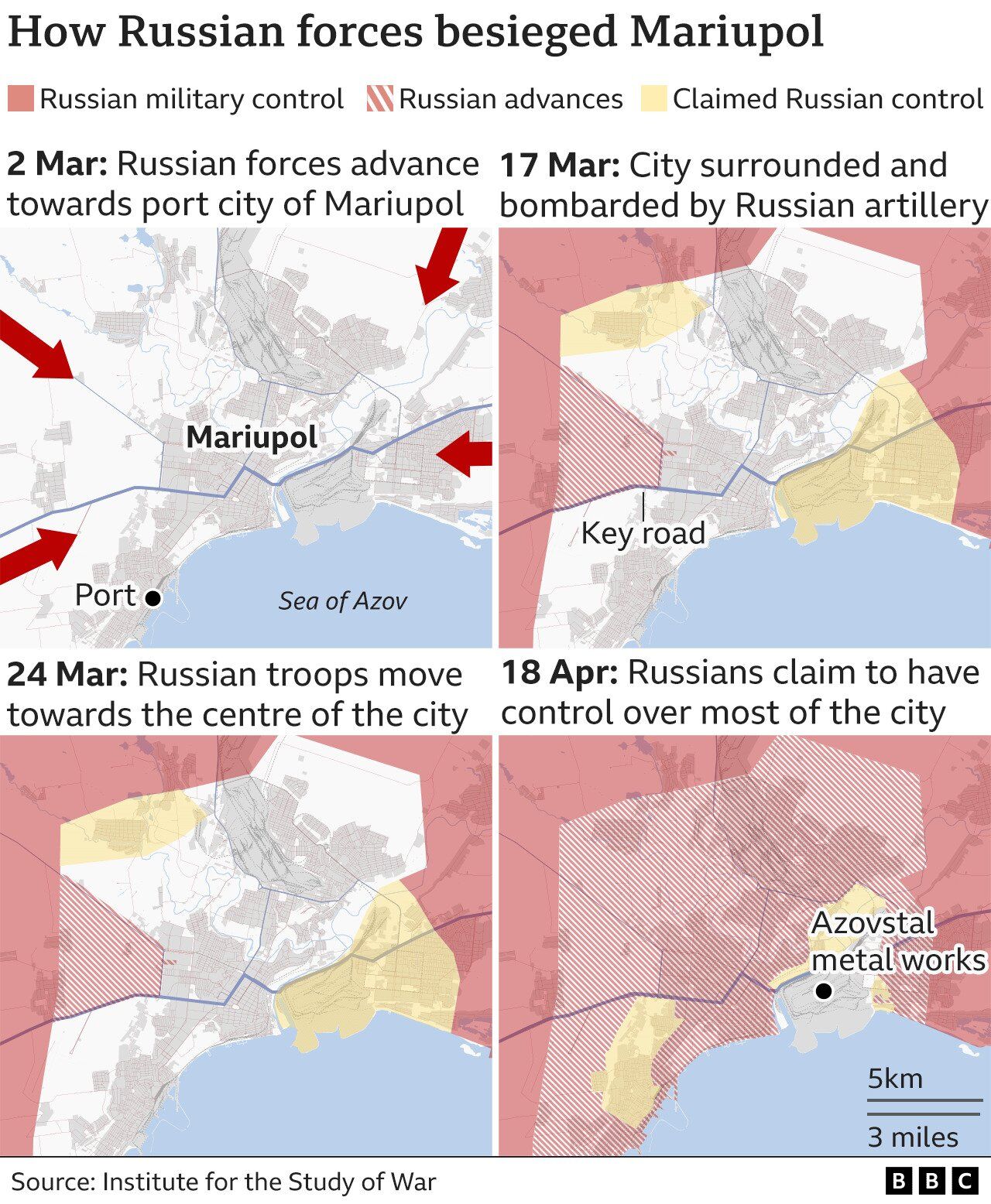 Этапы российской осады Мариуполя