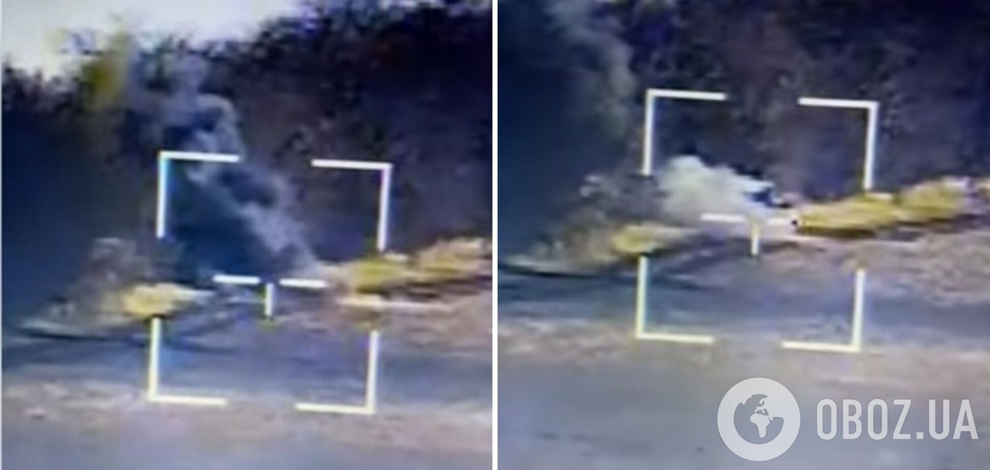 Российский танк сгорел от попадания украинской ракеты с ПТРК "Стугна"