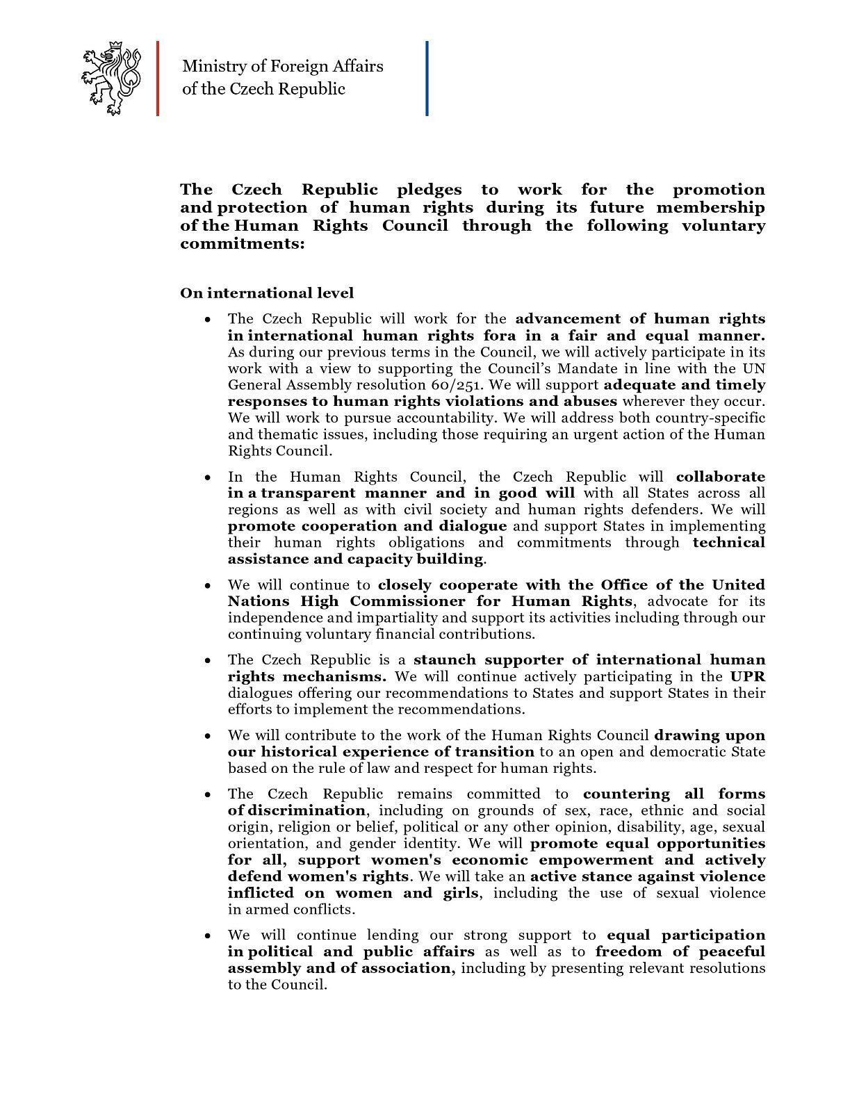 Чехия попросила занять место России в Совете ООН по правам человека