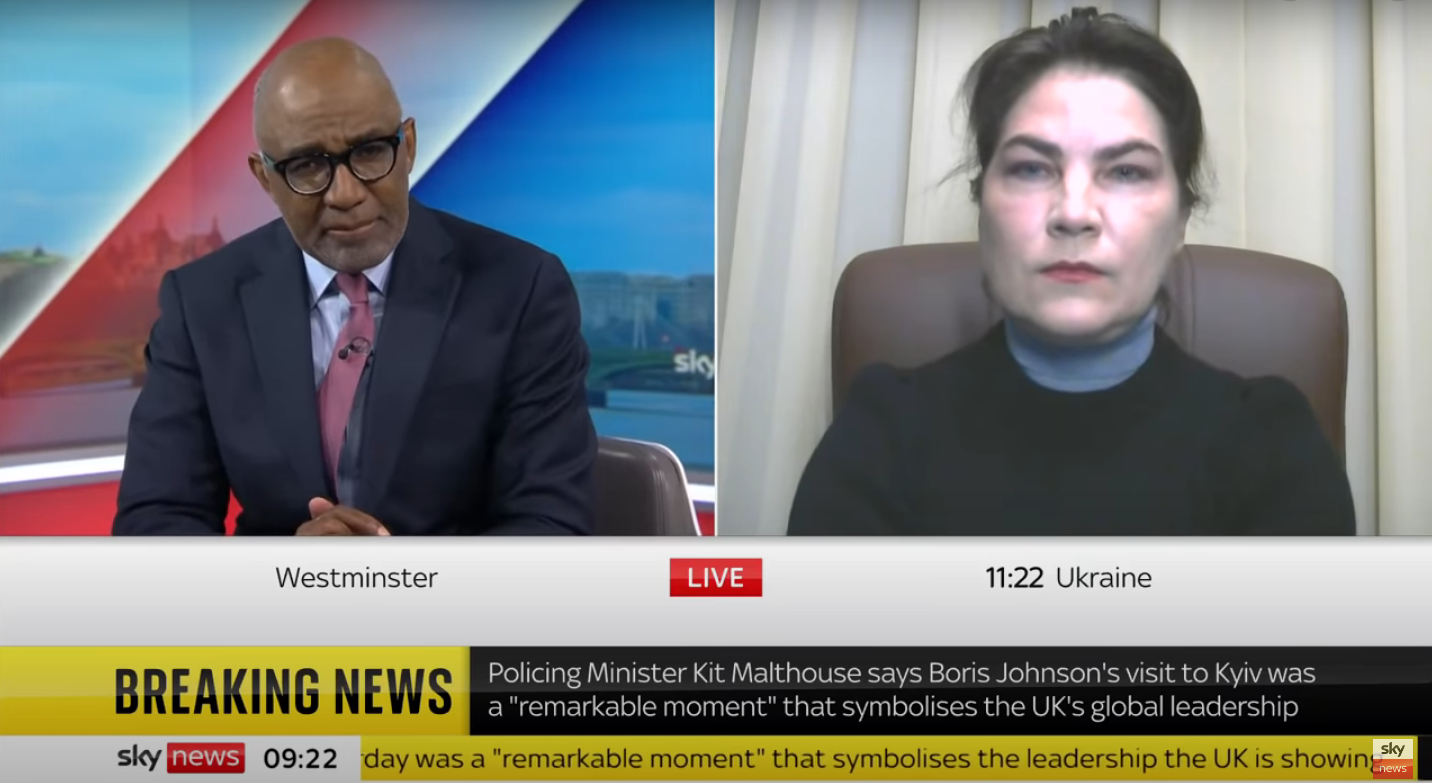 Ирина Венедиктова дает интервью Sky News