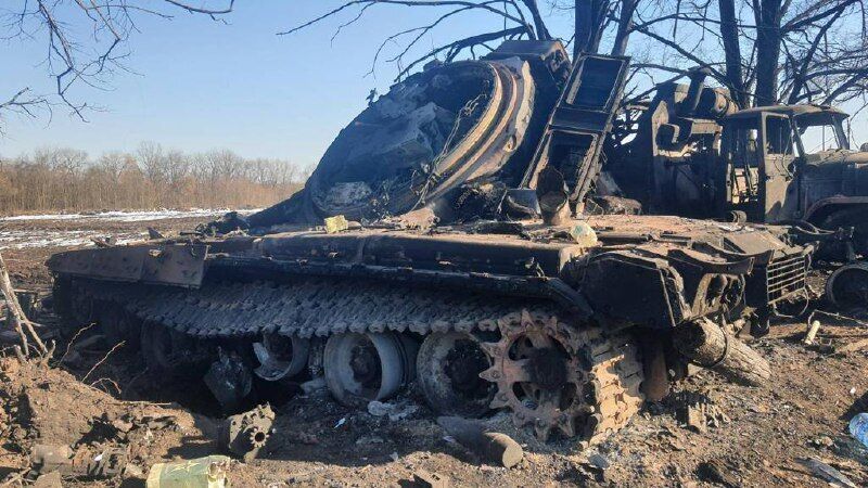 Знищений бійцями ЗСУ російський танк