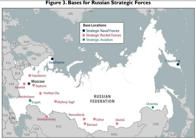 Карта стратегічного озброєння РФ.