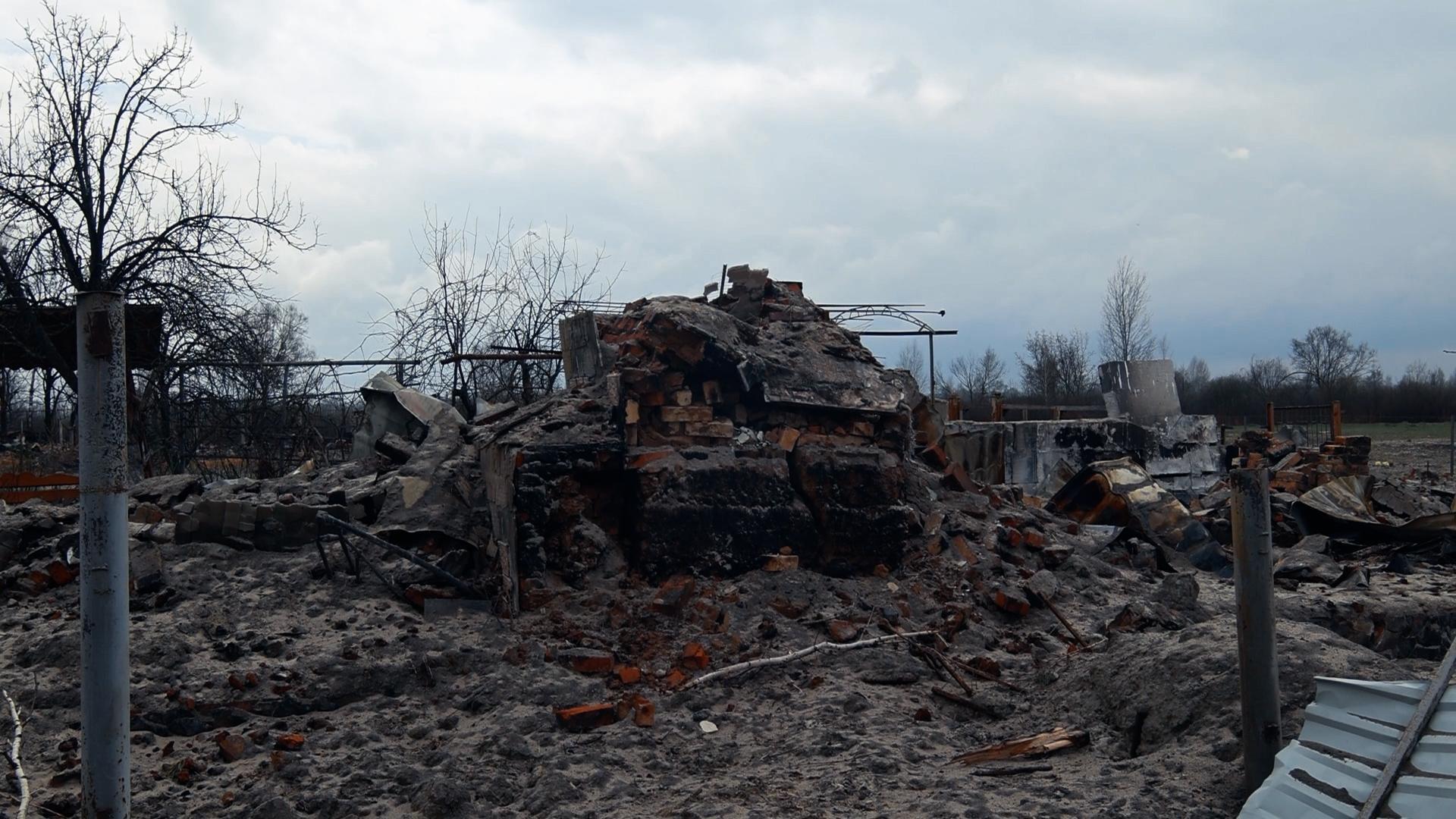 Последствия бомбардировки села Тетеревское.