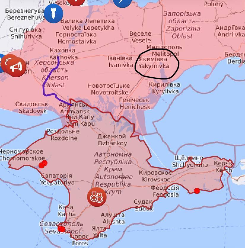 Мелитополь на карте Украины