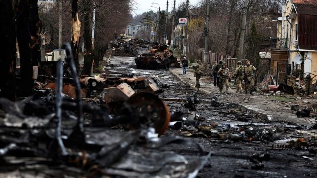 Украинский город Буча после ухода российской армии.