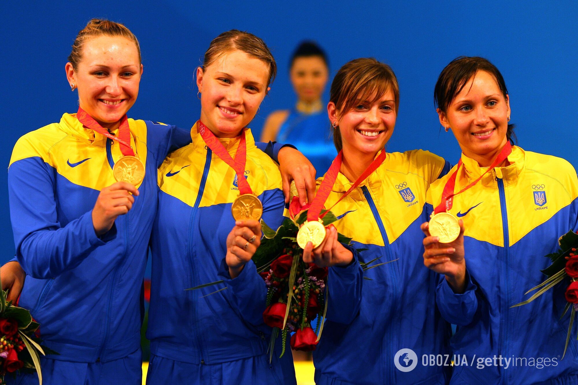 Елена Хомровая с командой на Олимпиаде-2008.