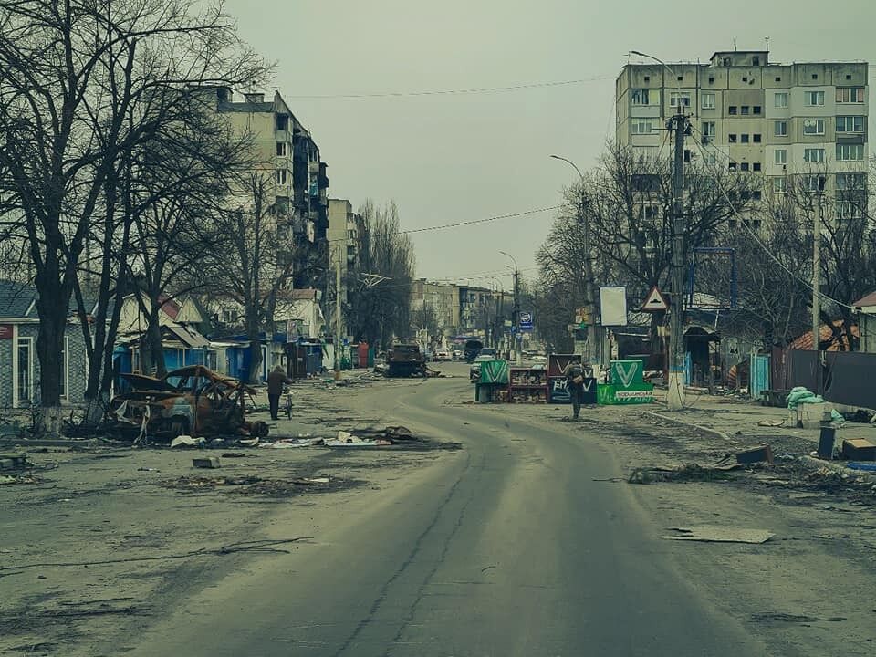 Уничтоженная российскими оккупантами Бородянка, 5 апреля 2022 года