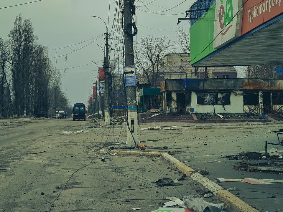 Зрівняна російськими окупантами з землею Бородянка, 5 квітня 2022 року