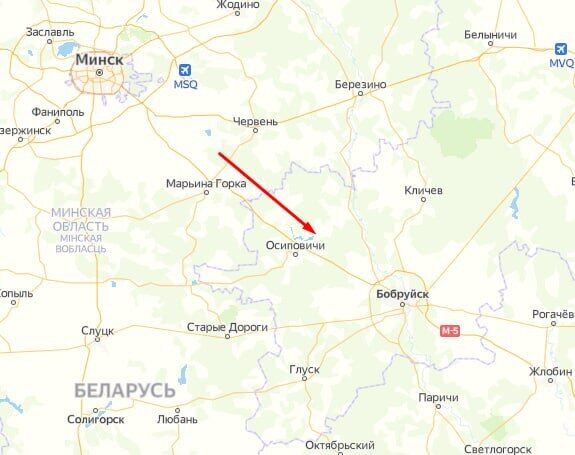 Карта движения техники оккупантов РФ со стороны Минска к границе Украины