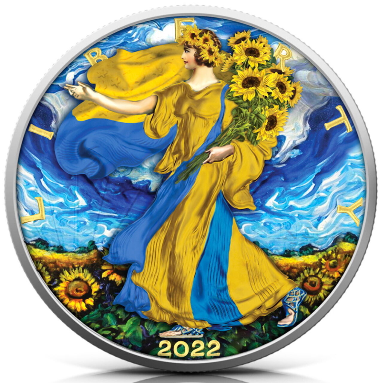 У дизайні монети використані соняшники як символ України