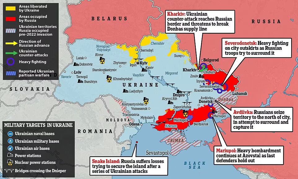 Карта боев на Донбассе и юге Украины