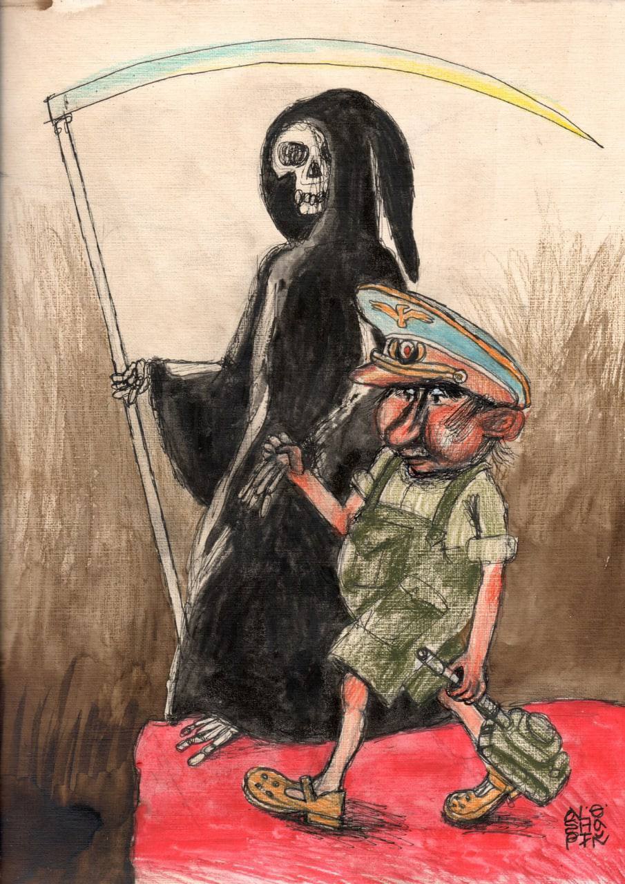 Рисунок Алеши Ступина про смерть Путина