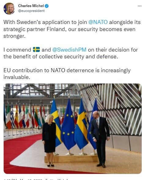 Президент Еврокомиссии приветствовал желание Швеции присоединиться к НАТО