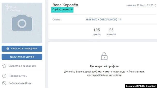 Профіль окупанта Копитова в соцмережі "ВКонтакте"