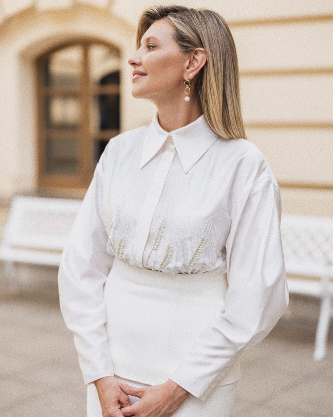 Елена Зеленская в платье от Лилии Литковской на День Независимости Украины в 2021 году