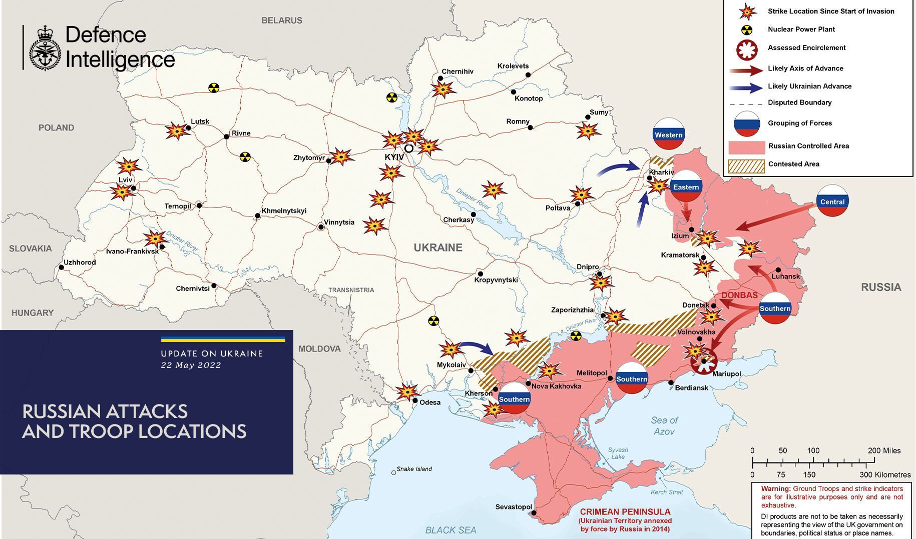 Карта войны в Украине по состоянию на 22 мая