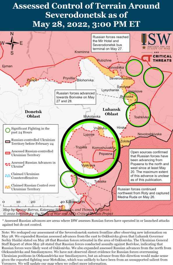 Карта бойових дій на Донбасі 28 травня