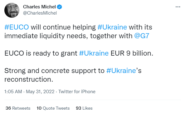 ЄС та партнери по G7 виділять Україні 9 млрд євро фінансової допомоги, – Мішель