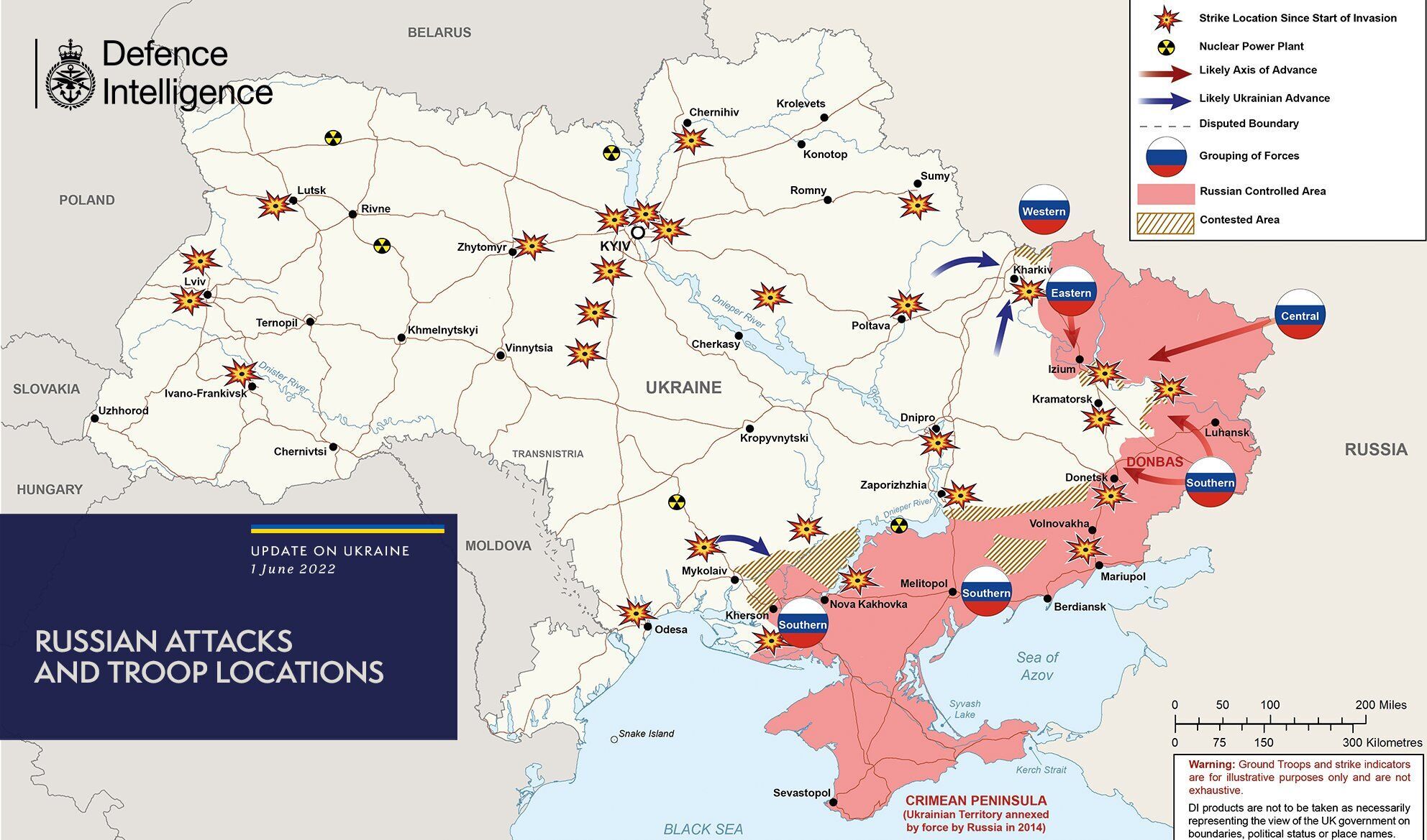 Битва за Донбасс продолжается: карта боевых действий в Украине на 1 июня