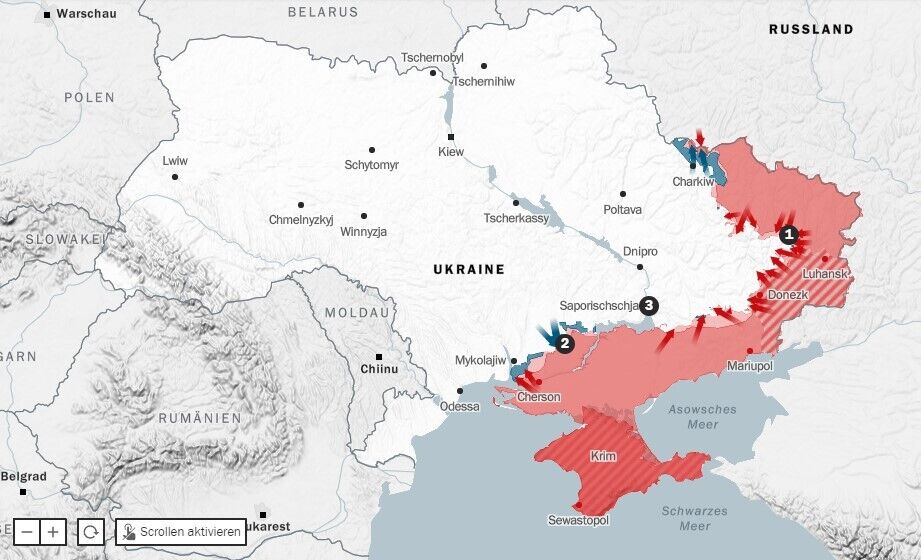 Карта боевых действий в Украине на 1 июня