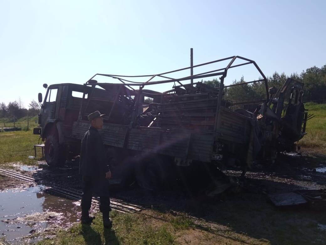 Під час пожежі постраждали бойові машини ворога