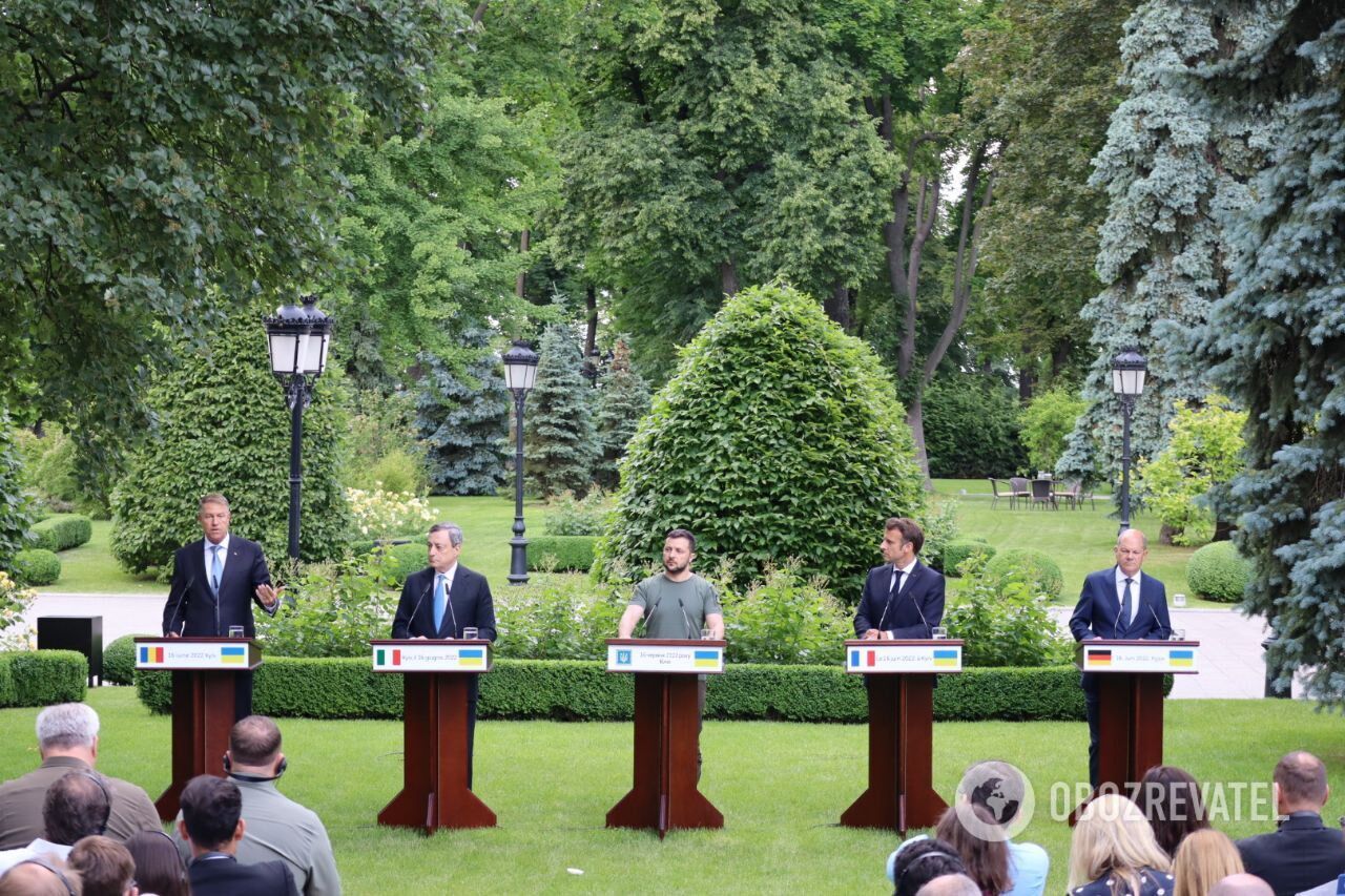 Пресс-конференция лидеров Украины, Германии, Франции, Италии и Румынии.