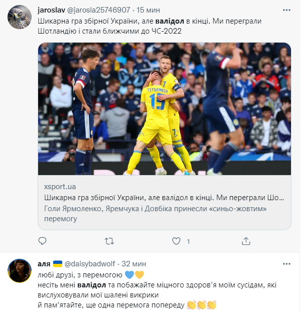 Фанаты отметили игру сборной Украины.