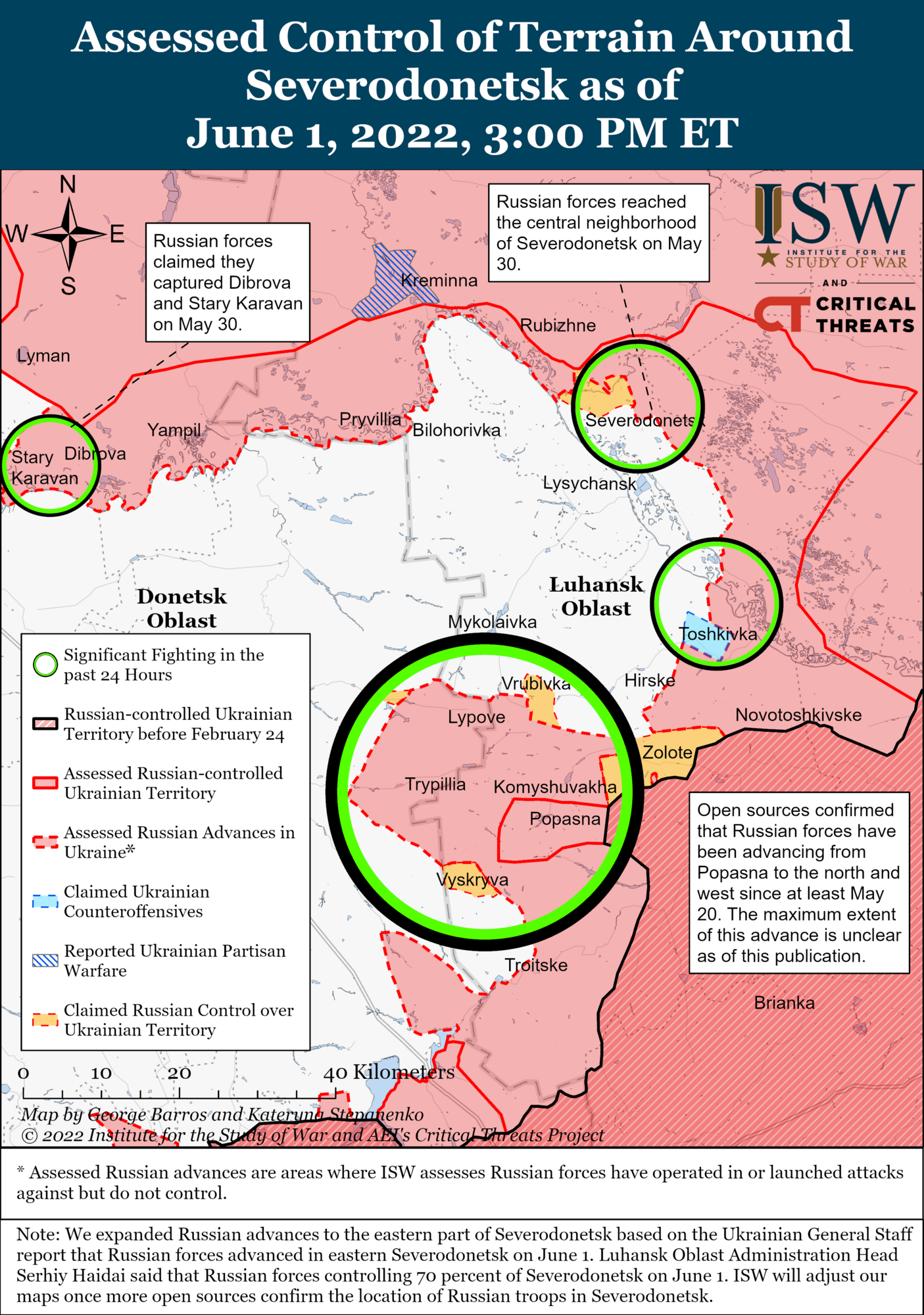 Карта щодо воєнних дій в Україні від ISW