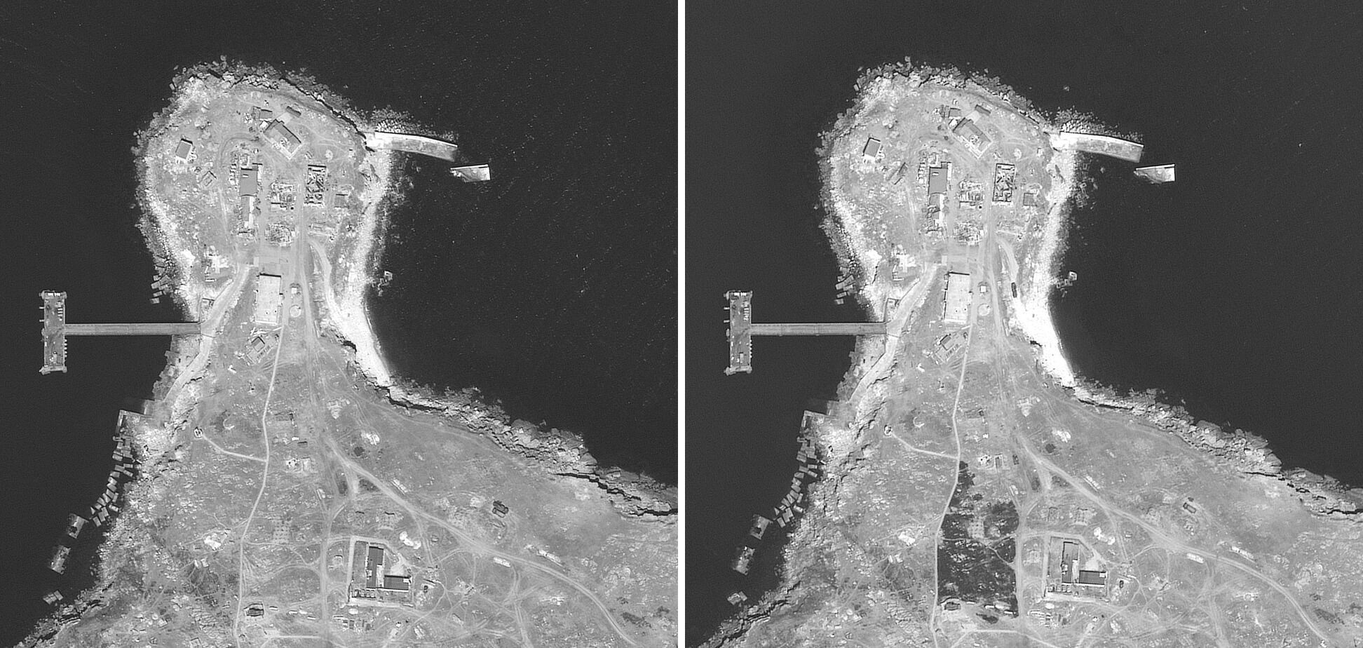 В Maxar показали новые спутниковые фото с острова Змеиный до и после удара ВСУ по оккупантам