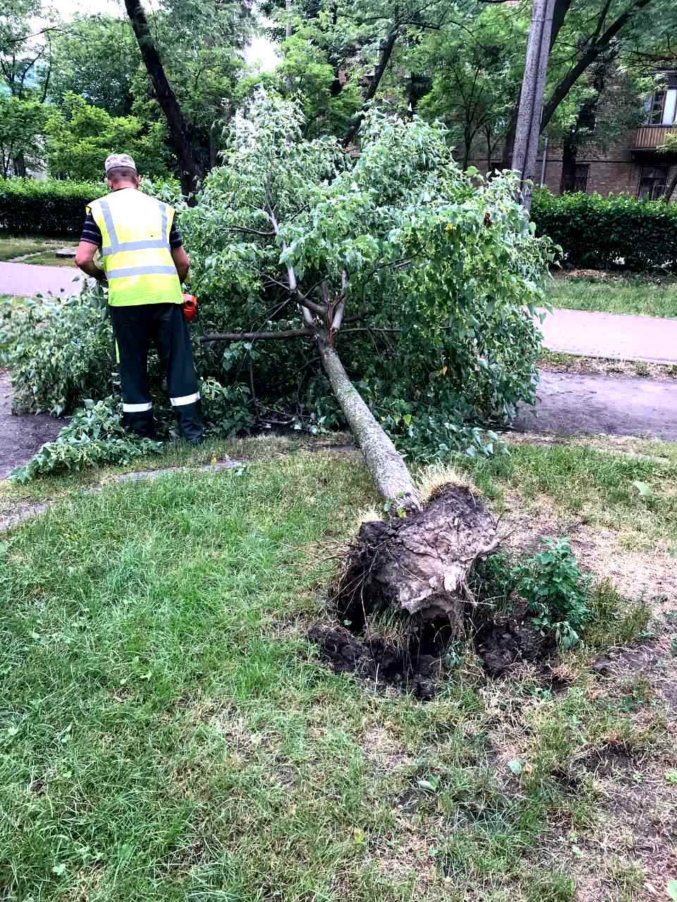 Комунальники розпочали ліквідацію наслідків після припинення грози.