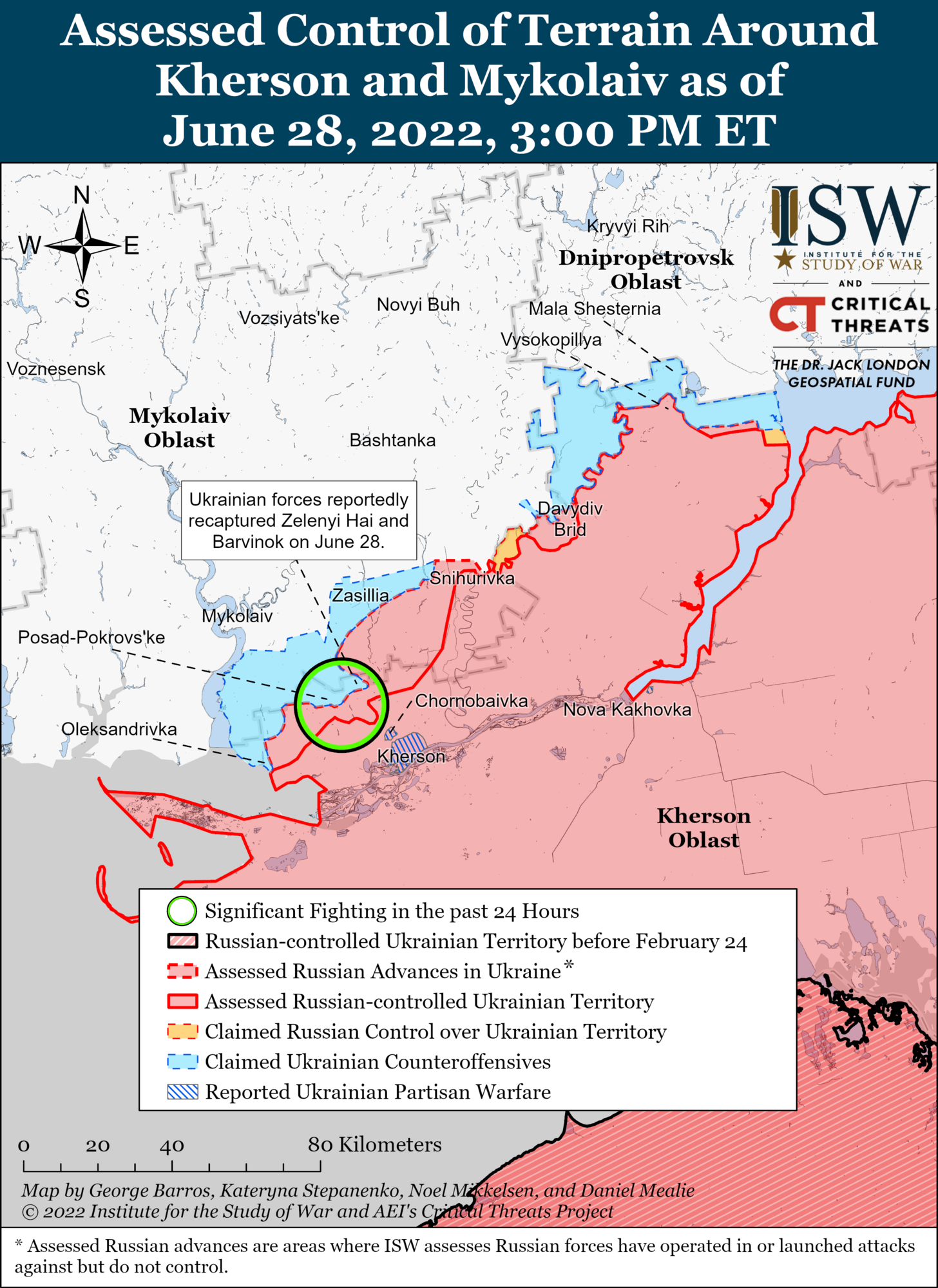 В ISW указали на успешное контрнаступление ВСУ к северу от Херсона