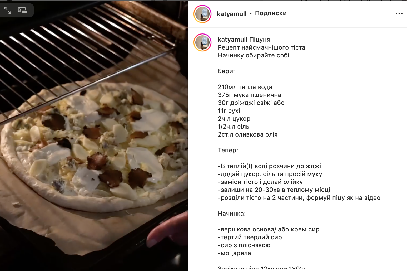 Рецепт тіста для піци