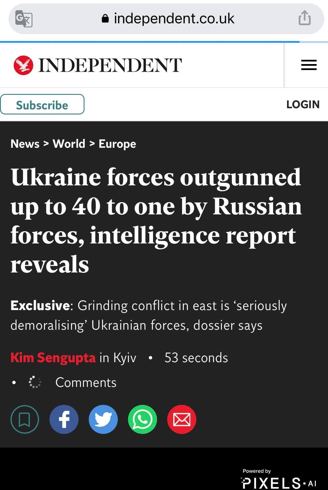 The Independent опубликовало откровенно пророссийскую статью о проблемах в войне ВСУ