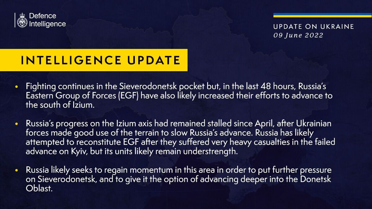 Сводка британской разведки о военной ситуации в Украине