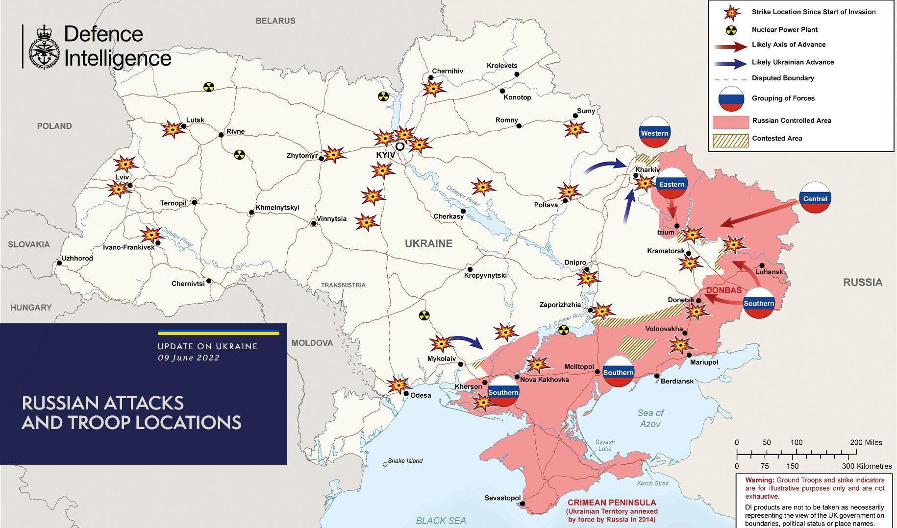 Мапа бойових дій в Україні.