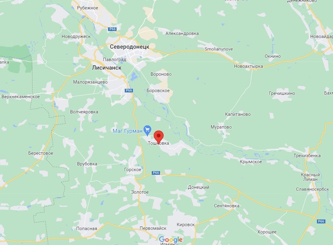 Селище Тошківка на мапі.